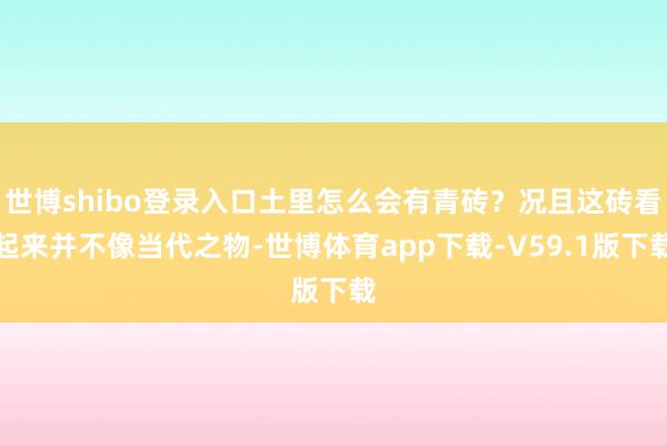 世博shibo登录入口土里怎么会有青砖？况且这砖看起来并不像当代之物-世博体育app下载-V59.1版下载