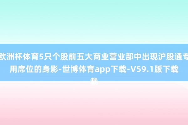 欧洲杯体育5只个股前五大商业营业部中出现沪股通专用席位的身影-世博体育app下载-V59.1版下载